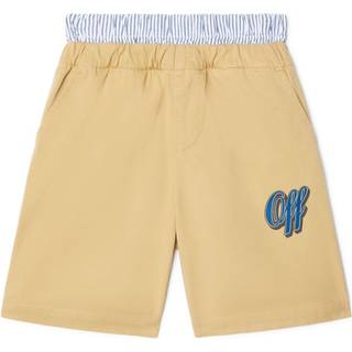 Off-White Kids Baseball Logo cotton shorts - beige - Y 12