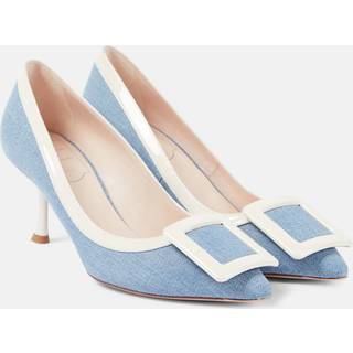 Roger Vivier Viv' In The City leather-trimmed pumps - blue - EU 35