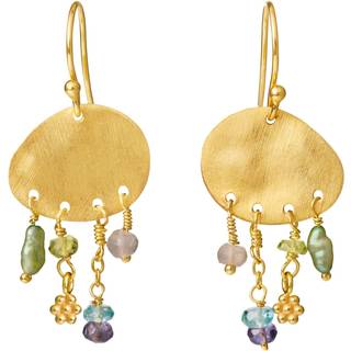 Susanne Friis Bjørner Øreringe - SFB - Forgyldte øreringe med sten og perler - 5678-2-596