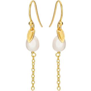 Susanne Friis Bjørner Øreringe - SFB - Guldbelagte sølv ørehængere med ferskvandsperle - 5640-2-900