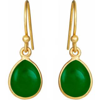 Susanne Friis Bjørner Øreringe - SFB - Forgyldt ørebøjle med grøn dråbe agat - 5249-2-102
