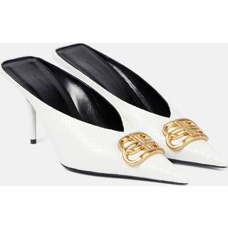 Balenciaga Square Knife BB python-effect leather mules - white - EU 38
