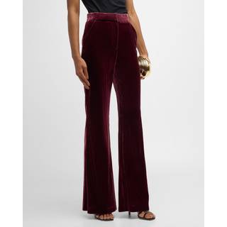 Veronica Beard Lebone high-rise velvet flared pants - burgundy - 4 XS