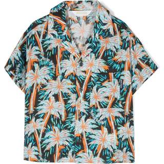 Palm Angels Kids Printed cotton shirt - green - Y 4