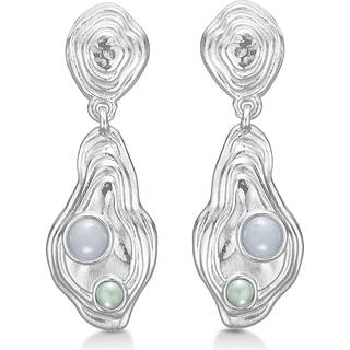 Studio Z - Shell sølv ørehænger med grå sten - 7117828