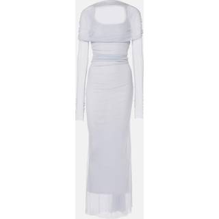 Christopher Esber Veiled off-shoulder tulle maxi dress - blue - S