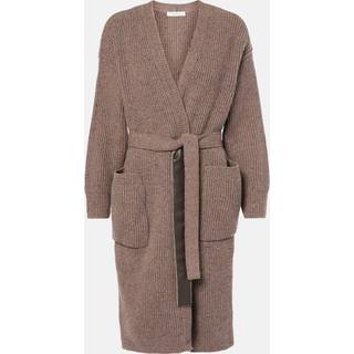 Max Mara Emblema ribbed-knit wool-blend cardigan - brown - M