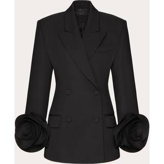 Valentino Floral-appliquÃ© virgin wool grisaille blazer - black - XXXS