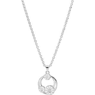 Lund Copenhagen marguerit collier m/3 blomster - sølv/hvid - 9025010-H