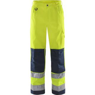 Fristads 100002 Hi Vis Bukser kl.2 2001 / Arbejdsbukser Hi-Vis gul/Marine D108