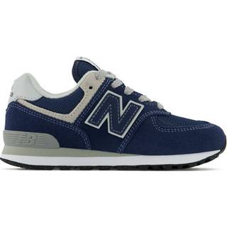 New Balance Børn 574 LACE i Blå/Hvid læder, Størrelse 34.5