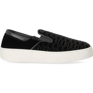 EMPORIO ARMANI BLACK MONOGRAM SLIP-ON SNEAKER
