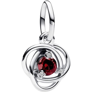 Pandora January Birthstone Eternity Circle Dangle Charm - Red