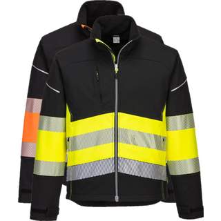 PW3 hi-vis kl. 1 softshell jakke - Sort/Gul (Størrelse: S)