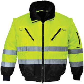 Hi-Vis 3 i 1 pilotjakke - Gul/Sort (Størrelse: S)