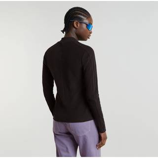 Slim Rib Mock Top - Black - Women