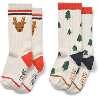Annette 2-pak Strømper, Holiday Reindeer/Trees Sandy Mix, 22-24