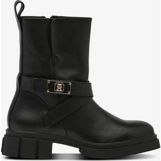Leather Chunky Strap Biker Boots