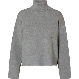 SELECTED FEMME Slfkamma Ls Knit Roll Neck Noo Medium Grey Melange M
