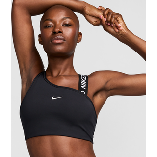 Asymmetrisk Nike Pro Swoosh-sports-bh med medium støtte og indlæg - sort