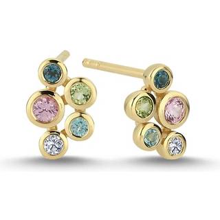 Bubbles - 14 kt guld øreringe med i alt 0,04 carat og ædelsten