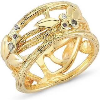 Nuran - Nature ring i 14 kt guld med i alt 0,12ct. farvede brillanter