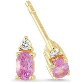 Petit oval - Pink safir øreringe i 14 kt. guld. I alt 0,05 ct.