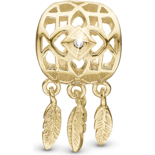 Christina Charm til læderarmbånd Dream Catcher i forgyldt med 1 topas