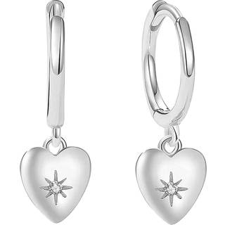 MerlePerle - Maria hjerte creoler i sølv m. zirkonia