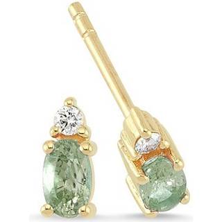 Petit oval - Grøn safir øreringe i 14 kt. guld. I alt 0,05 ct.