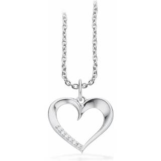 Scrouples diamant hjertevedhæng i 8 kt hvidguld med sølv kæde