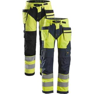 Snickers 6932 high-vis arbejdsbukser+ med hylsterlommer, klasse 2 gul/navy 258