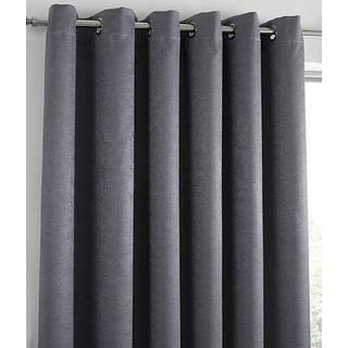 Fusion Fusion Grey Strata Room Darkening Woven Pair of Eyelet Curtains