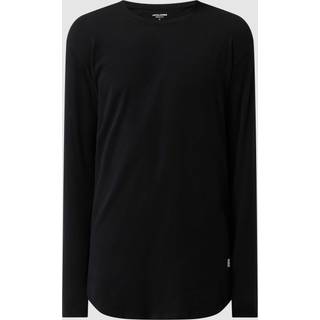 Ensfarvet O-hals Langærmet T-shirt
