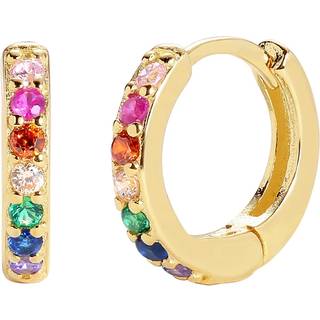 MerlePerle - Josephine øreringe i forgyldt sølv m. regnbue zirkonia