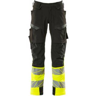 MASCOT ACCELERATE SAFE arbejdsbukser med knælommer, sort/hi-vis gul - 76C48