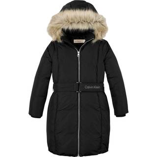 Belted Puffer Coat - Black - 6