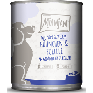MjAMjAM Duo af saftige kyllingestykker og forel med dampet squash 800 g 66.19 DKK/1 kg (6 x 800.0g)