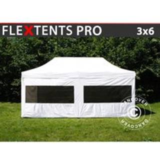 Foldetelt FleXtents Easy up pavillon PRO 3x6m Hvid, inkl. 6 sider