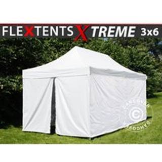 Foldetelt FleXtents Easy up pavillon® Xtreme 50, akutberedskabstelt, 3x6m, Hvid, inkl. 6 sidevægge