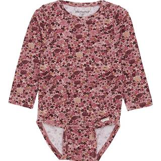 Minymo AOP Babybody Dusty Rose 62 cm  Lyserød  62 cm  kvinde
