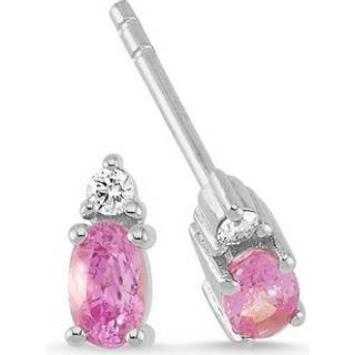 Petit oval - Pink safir øreringe i 14 kt. hvidguld. I alt 0,05 ct.
