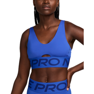 Nike Pro Indy Plunge MS Bra Str. S - Blå Dame BH til løb og træning