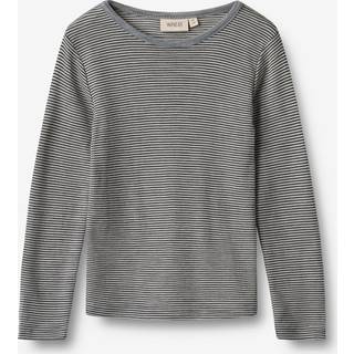 Wheat Uld t-shirt ls Alfie - Navy Stripe