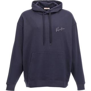 Valentino Logo cotton-blend jersey hoodie - blue - EU 54