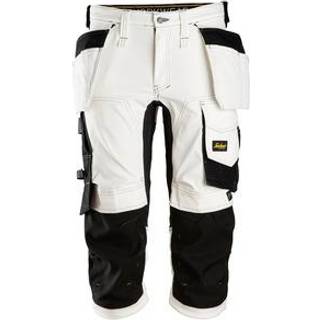Snickers 6142 allroundwork, stretch piratbukser med hylsterlommer hvid/sort 70