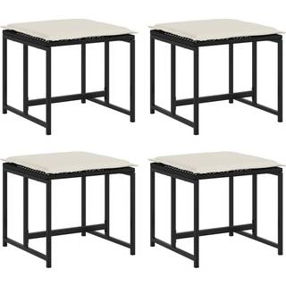 haveskamler 4 stk. med hynder polyrattan sort