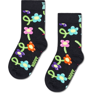 Kids Floral Socks | Cute & Colorful Flower Socks - Black, Green, Turquoise, Pink, Orange - 12-24 Months
