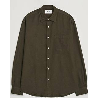 NN07 Deon Flannel Checked Shirt Dark Army