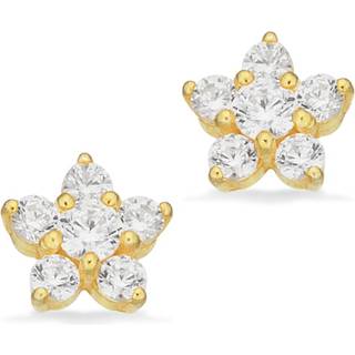 Scrouples - Gulbelagte sølv stjerne ørestikker med sten - 161662